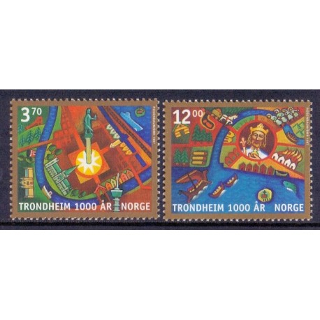Norge. 1997. Trondheim 1000 års byjubilæum. AFA nr. 1257-58  ** stemplet postfrisk FDC