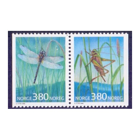 Norge. 1998. Guldsmed og Græshoppe, i parstykke. AFA nr. 1273Ch-74Cv.  ** stemplet postfrisk FDC
