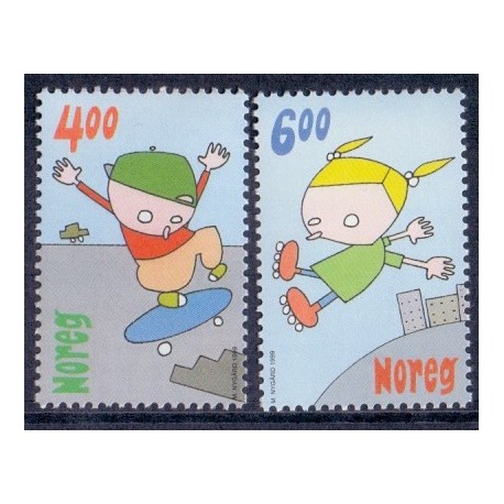 Norge. 1999. Børnelege. AFA nr. 1324-25  **  stemplet postfrisk FDC