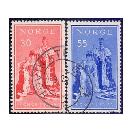 Norge. 1955. Kong Haakon VII 50-års jubilæum. AFA nr. 416-17 ** stemplet postfrisk FDC