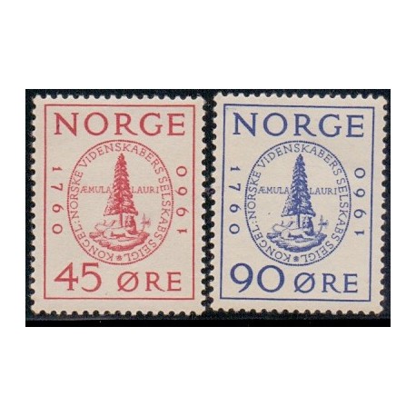 Norge. 1960, Kgl. Norske Videnskabersselskab. AFA nr. 455-56 ** stemplet postfrisk FDC