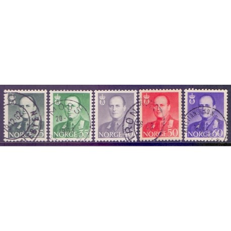 Norge. 1962. Kong. Olav.Farveændringer. AFA nr. 485-89 ** stemplet postfrisk FDC