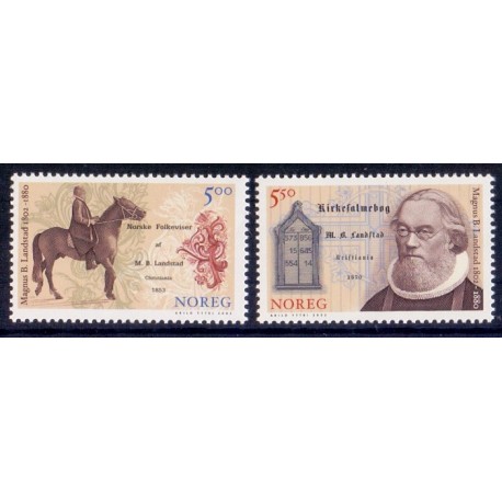 Norge. 2002.  Magnus Brostrup Landstad AFA nr. 1439-40 **  stemplet postfrisk FDC