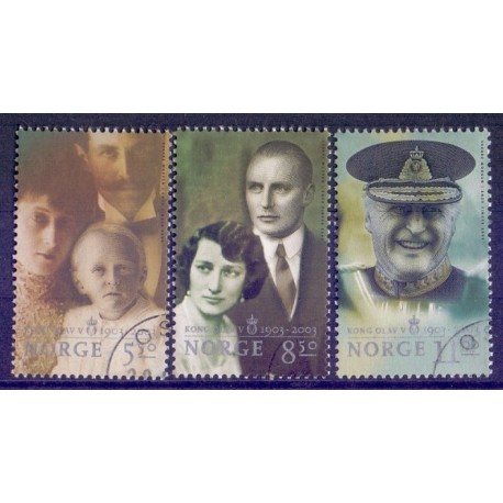 Norge. 2003. Kong Olav 100 årsdagen.. AFA nr. 1460-62 **  stemplet postfrisk FDC