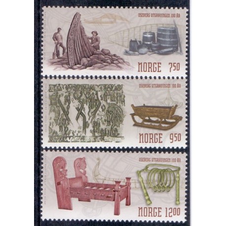 Norge. 2004.  Osebergudgravningen 100 år,  AFA nr. 1503-05 **  stemplet postfrisk FDC