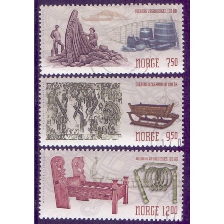 Norge. 2004.  Osebergudgravningen 100 år,  AFA nr. 1503-05 **  stemplet postfrisk FDC