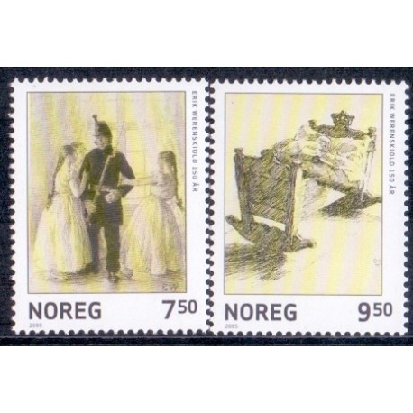Norge. 2005.  Erik Werenskjold fødsel, AFA nr. 1510-11 **  stemplet postfrisk FDC