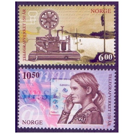 Norge. 2005.  Telegrafverket 150 år., AFA nr. 1540-41  ** stemplet postfrisk FDC