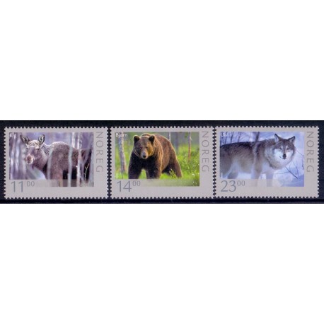 Norge. 2008. Vilde dyr i Norge.  AFA nr. 1630-32  ** stemplet postfrisk FDC