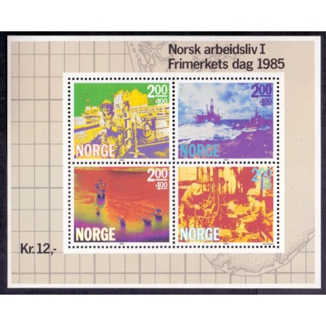 Norge. 1985. Erhversliv I. i miniark. AFA nr. 938 ** stemplet postfrisk FDC