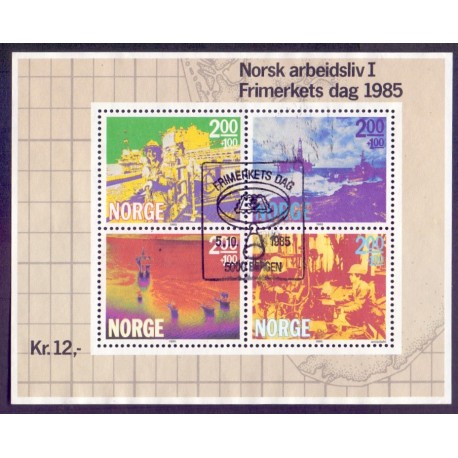 Norge. 1985. Erhversliv I. i miniark. AFA nr. 938 ** stemplet postfrisk FDC