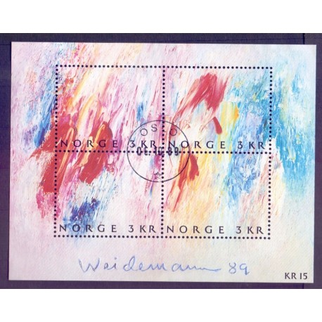 Norge. 1989. Moderne Billedkunst i miniark. AFA nr. 1021-24 ** stemplet postfrisk FDC