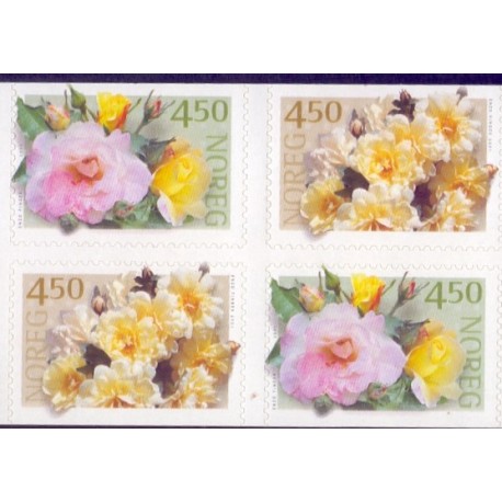 Norge. 2001. Roser i 4-blok. AFA nr. 1360Co-61Cn **  stemplet postfrisk FDC