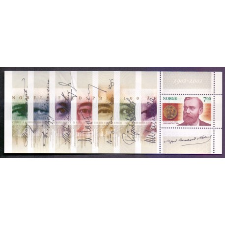 Norge. 2001. Nobelpris 100 år, i miniark, AFA nr. 1398 ** stemplet postfrisk FDC