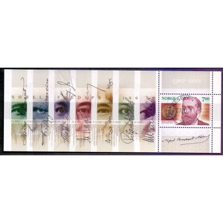 Norge. 2001. Nobelpris 100 år, i miniark, AFA nr. 1398 ** stemplet postfrisk FDC
