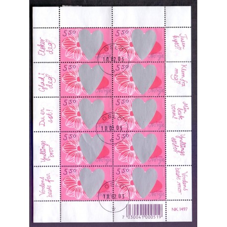 Norge. 2003. Valentins dag, i ark.  AFA nr. 1451. **  stemplet postfrisk FDC