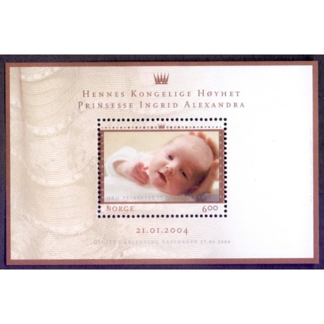 Norge. 2004. Prinsesse Ingrid Alexandra, miniark. AFA nr. 1494 ** stemplet postfrisk FDC