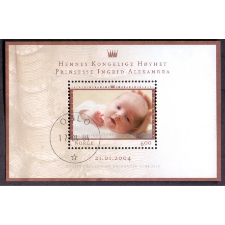 Norge. 2004. Prinsesse Ingrid Alexandra, miniark. AFA nr. 1494 ** stemplet postfrisk FDC