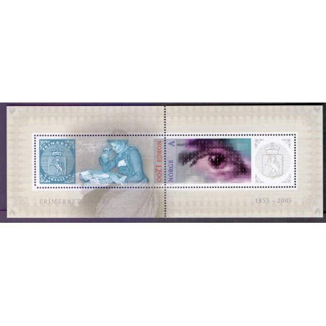 Norge. 2005. Norges frimærker 150 år, i miniark  AFA nr. 1544-45  ** stemplet postfrisk FDC
