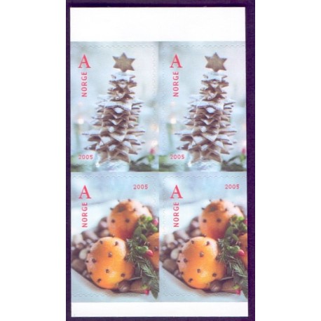 Norge. 2005.  Julefrimærker i 4-blok AFA nr. 1548Cv-49Ch ** stemplet postfrisk FDC
