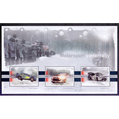 Norge. 2007. Motorsport - Vinterrally, i miniark.  AFA nr. 1594 **  stemplet postfrisk FDC