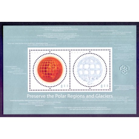 Norge. 2009. Global opvarmning, miniark. AFA nr. 1673 **  stemplet postfrisk FDC