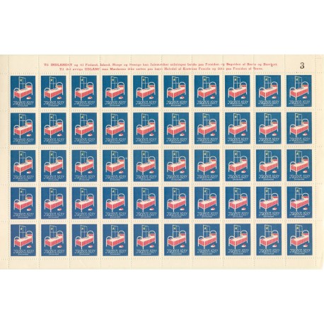 Danmark julemærke 1937 i helark ufoldet, foldet **/*