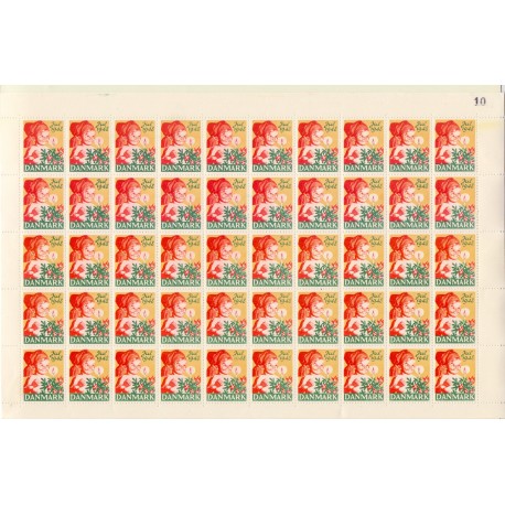 Danmark julemærke 1948 i helark ufoldet, foldet **/*