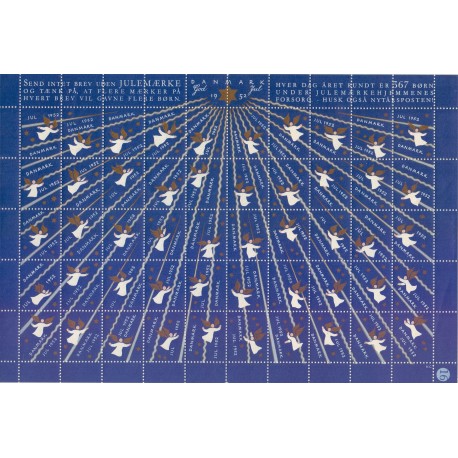 Danmark julemærke 1952 i helark foldet