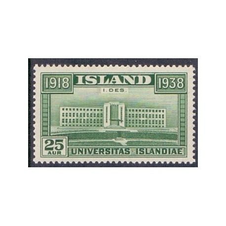 Island. 1938. Reykjavik universitet. 25 Aur. AFA nr. 202 **   postfrisk st. stemplet FDC