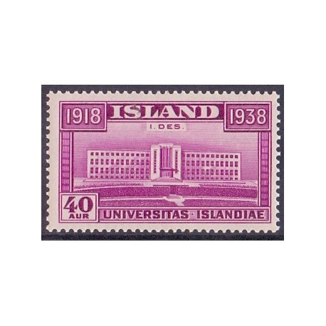 Island. 1938. Reykjavik universitet. 40 Aur. AFA nr. 204 **  postfrisk st. stemplet FDC