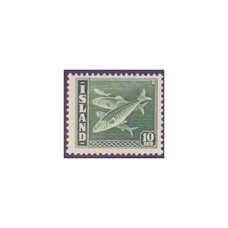 Island. 1940. Fiskeserien 10 Aur. AFA nr. 216 **  postfrisk st. stemplet FDC