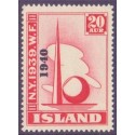 Island. 1940. Verdensudstillingen med OVERTRYK. 20 Aur. AFA nr. 219 **  postfrisk st. stemplet FDC