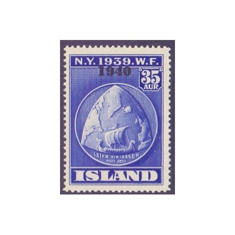 Island. 1940. Verdensudstillingen med OVERTRYK. 35 Aur. AFA nr. 220 **  postfrisk st. stemplet FDC