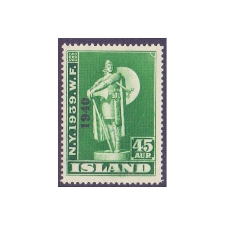 Island. 1940. Verdensudstillingen med OVERTRYK. 45 Aur. AFA nr. 221 **  postfrisk st. stemplet FDC
