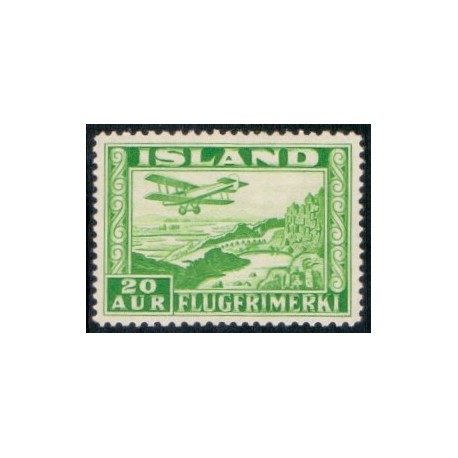 Island. 1934. Luftpost. 20 Aur. AFA nr. 176A  **   postfrisk st. stemplet FDC