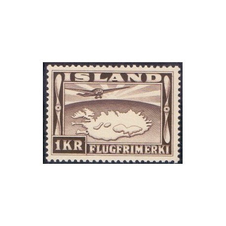 Island. 1934. Luftpost. 1 kr. AFA nr. 179  **  postfrisk st. stemplet FDC