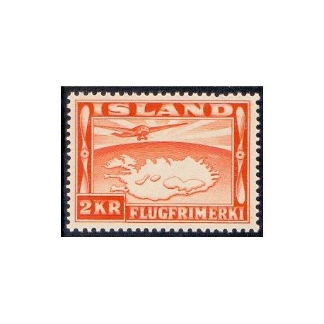 Island. 1934. Luftpost. 2 kr. AFA nr. 180  **  postfrisk st. stemplet FDC