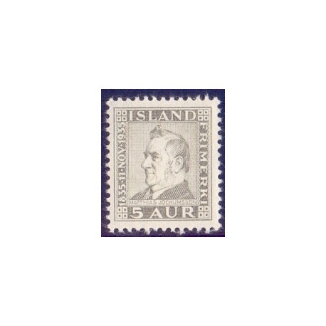 Island. 1935. Jochumssons fødsel 5 Aur. AFA nr. 184 ** postfrisk st. stemplet FDC