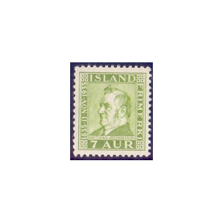 Island. 1935. Jochumssons fødsel 7 Aur. AFA nr. 185 **   postfrisk st. stemplet FDC