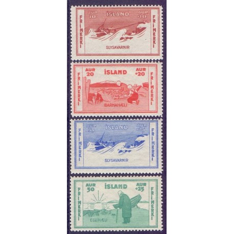 Island. 1933. Velgørenhedsmærker.  AFA nr. 167-70  **   postfrisk st. stemplet FDC