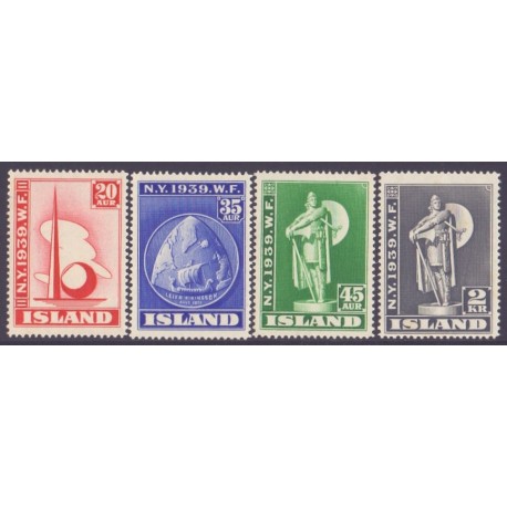 Island. 1939. Verdensudstillingen NEW YORK. AFA nr. 206-09 **  postfrisk st. stemplet FDC