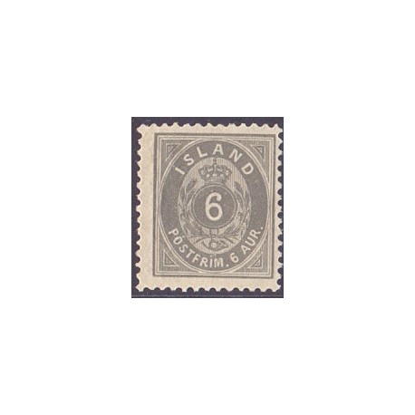 Island. 1875-76.  6 Aur, Tk. 12 3/4 AFA nr. 7B ** postfrisk st. stemplet FDC
