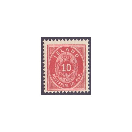 Island. 1875-76.  10 Aur, Tk. 12 3/4 AFA nr. 8B ** postfrisk st. stemplet FDC