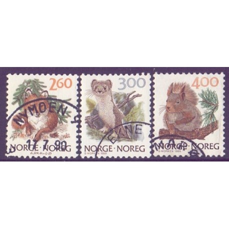 Norge. 1989. Norske dyr II AFA nr. 1007-09 ** stemplet postfrisk FDC