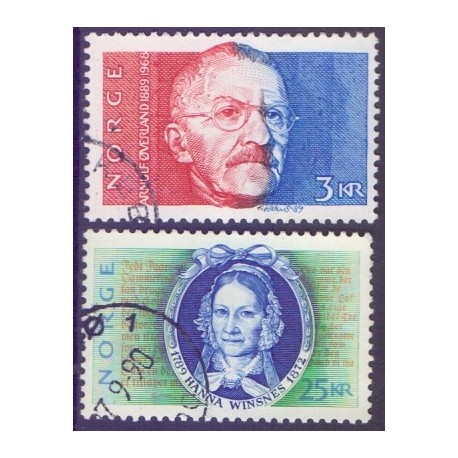Norge. 1989. Lyriker og forfatter fødsel. AFA nr. 1029-30 ** stemplet postfrisk FDC