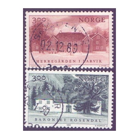 Norge. 1989. Norske herregårde. AFA nr. 1031-32 ** stemplet postfrisk FDC