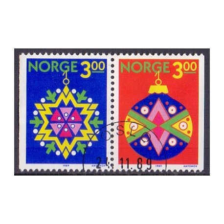 Norge. 1989. Julefrimærker i parstykke. AFA nr. 1033Cv-34Ch ** stemplet postfrisk FDC