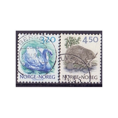 Norge. 1990. Norske dyr III. AFA nr. 1035-36 ** stemplet postfrisk FDC