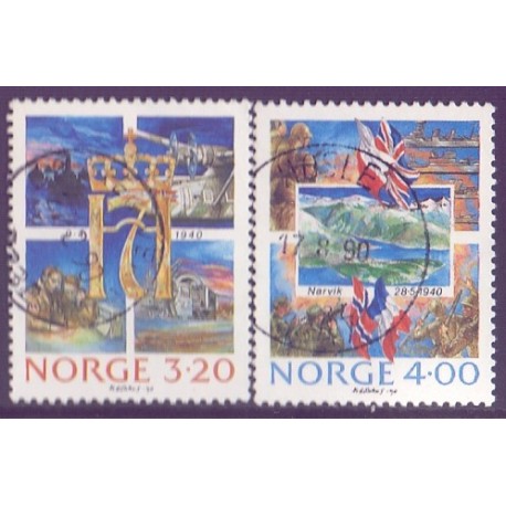 Norge. 1990. 50-året for besættelsen. AFA nr. 1040-41 ** stemplet postfrisk FDC